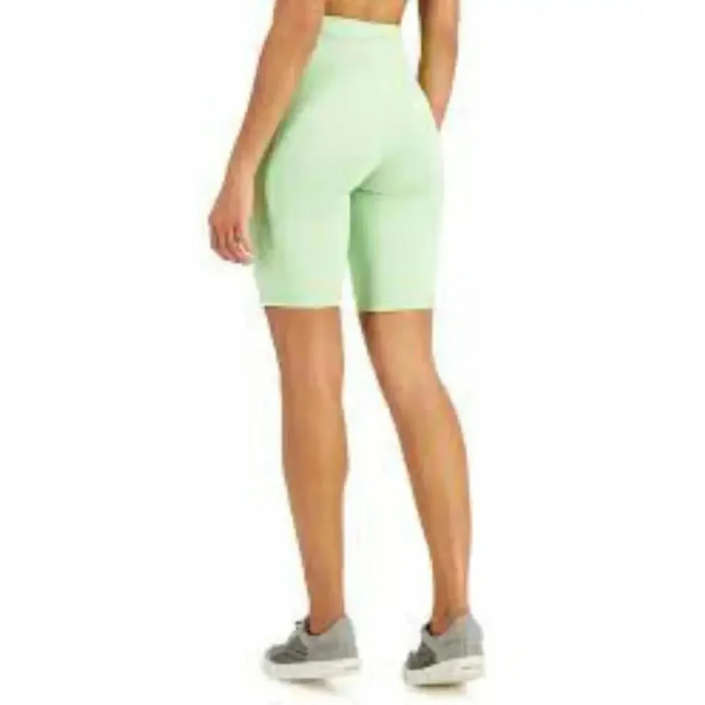 Ideology Women High Rise, Side Pockets Ins. 10" Biker Shorts, Pistachio Green,XS - Picture 2 of 2